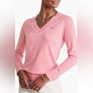 Vineyard Vines Heritage Pink V-Neck Sweater